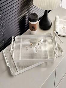 Bandeja acrílica con asas, de forma rectangular, adecuada para fiestas, cocina, mesa de café, cocina, plato de cena, comedor y bar, cubiertos. - Multicolor - Ver 3