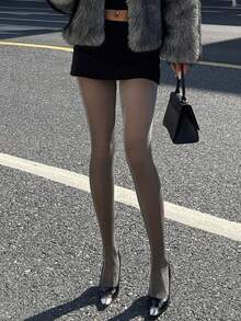 DAZY 黑色透明连裤袜，修身显腿袜 - 銀色 - 查看 6