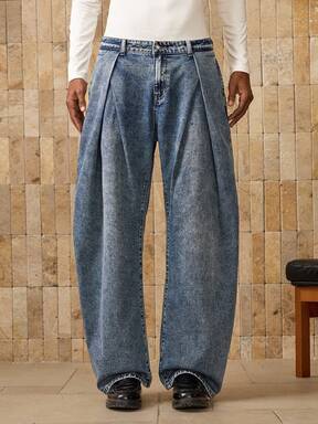 AKNOTIC بنطلون رجالي كاجوال مُنسوج فضفاض ذو ساق مستقيمة، ملابس يومية عصرية