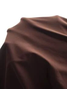 MaterniChic Vestido de maternidad elegante para fiesta de unicolor con drapeado ajustado y bajo asimétrico - Marrón - Ver 8