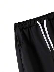 SHEIN Mirajuku 1pc Teens' Casual Sports Design Drawstring Sweatpants, Versatile For Daily Commute, Spring/Autumn Fall Winter - Black - View 3