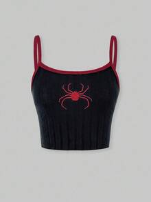 SHEIN ChillGRL 青少年女孩蜘蛛刺繡背心上衣