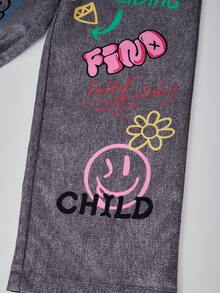 SHEIN ChillGRL Mädchen Lässiger Chic Cartoon Grafik Sweatshirt und passendes Cartoon Hosen Set - Weiss - Übersicht 6