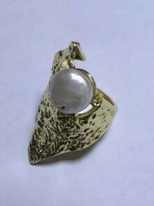 Opalesca Women Open Ring,Outfits,Old Money,Beaded,Wedding/Bridal Accessories,Fairycore/Fairy,Pearl,Flower,Fall/Autumn/Winter,For Mom/Women/Girl/Mother,Elegant,Premium - Gold - View 8
