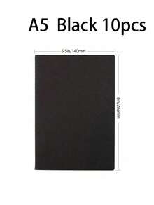 A5 Black Cardstock Notebook, Minimalist Blank Journal For Writing, School Note Taking & Office Use - Black - View 10