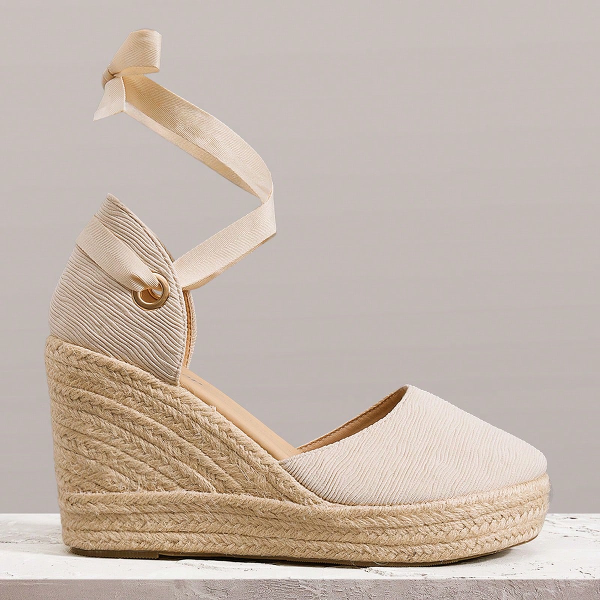Sandalias de cuña de plataforma de cuerda tejida para mujer, estilo bohemio, atuendo retro de festival de música country estadounidense