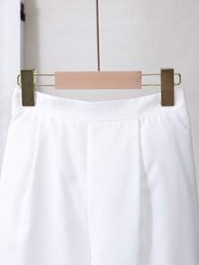 SHEIN 两件套女童优雅休闲套装 - 黑色背心上衣，饰有白色蝴蝶结，搭配白色西装裤 - 玫紅色 - 查看 7