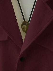 Claim Dot Men's Casual Solid Color Wool Blend Jacket, Autumn/Winter Burgundy Jacket Men Blazer Jacket, - Burgundy - View 3