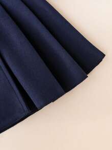 SHEIN Elladie kids Girls' Apricot Long Sleeve Double-Breasted Splicing Detail With Belt Mid-Length Woolen Coat, Suitable For Ladylike Style In Autumn/Winter