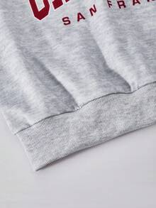 SHEIN Explorewe Tween Girls 2 Pieces Casual Set,Letter Print Stand Collar Sweatshirt & Pants,Light Grey,Autumn,School,Back-To-School,Sports Daily Wear Spring Outfit - Grey - View 7