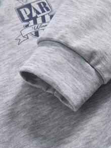 SHEIN ChillGRL 2件套秋冬少女宽松休闲拼接撞色二合一衬衫式V领短款卫衣搭配宽松休闲阔腿撞色拼接裤套装，适合日常、通勤、休闲、度假、聚会、街拍等场合。 - 淺灰色 - 查看 5