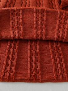 Sparklyn 少女毛衣连衣裙，时尚优雅可爱蝴蝶结泡泡袖套头短裙 - 鏽棕色 - 查看 7