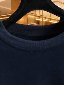 Modelyn Women's Design Sense Crew Neck Long Sleeve Loose Knit Sweater, Navy Blue, Fashionable, Autumn/Winter - Navy Blue - View 6