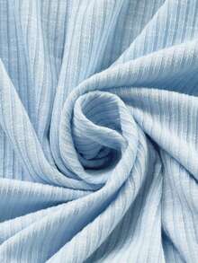 Rina Fox Áo thun dài tay họa tiết gân trơn màu đơn sắc thường ngày dành cho nữ - Màu xanh lam - Xem 7