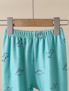 男童加厚柔软超细抓绒可爱小恐龙印花圆领长袖上衣和恐龙印花长裤套装 - 彩色 - 查看 5