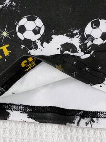 Spring/Autumn Football Element Pajama Set For Teen Boys Flame Football, Trophy Football Allover Print Snug Fit Sleepwear Set For Teen Boys, Comfortable Long Sleeve And Long Pants Casual Homewear 2 Pieces Set - Multicolor - View 7