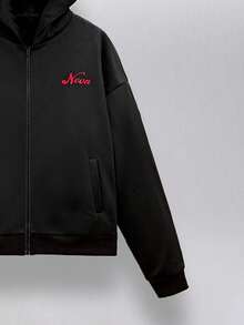 NEON BLANC 男士休闲夹克宽松版型抓绒针织面料长袖连帽开衫卫衣 - 黑色 - 查看 4