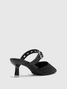 CUCCOO BIZCHIC Women's Pointed Toe Rhinestone Bow Stiletto High Heel Shoes, Elegant Sweet Sexy Fashion Gothic Black Suede Slip-On Pumps, Suitable For Formal Occasions, Dates, Parties, Holidays (Halloween, Christmas, Thanksgiving, Valentine's Day) - Black - View 5
