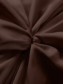Franclia Đầm dạ hội satin màu sâm panh, thiết kế cổ tròn xoắn, váy dài ôm sát tay loe, lý tưởng cho các sự kiện/tiệc trang trọng - màu nâu - Xem 5