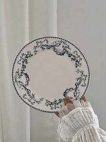 American Retro Fresh Blue Antique Ceramic Dessert Round Household Steak Dinner Plate Rose Delicate Breakfast Plate Christmas Gift - White - View 10