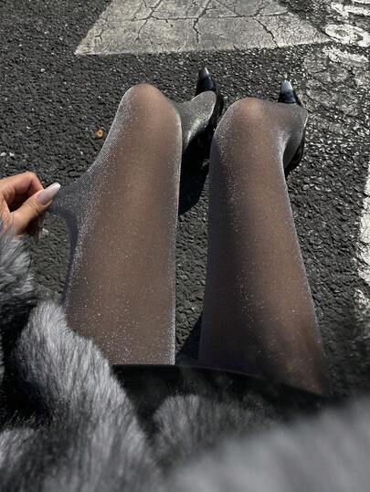 DAZY Transparenta svarta strumpbyxor, benbangningstrumpbyxor