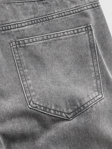 ROMWE MEN Street Life Retro Fashion Casual Jeans With Belt Loops - Grey - View 5