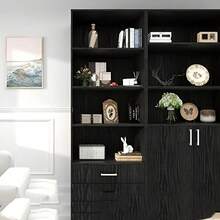 1卷黑色木纹可移除自粘防水PVC墙纸，耐油，适用于厨房、卧室、客厅、台面、家具、浴室翻新，翻新贴纸可撕贴墙板，墙纸，春季装饰品，让您的家焕然一新，Rama装饰贴纸礼物生日毕业墙贴房间装饰墙贴 - 黑色 - 查看 5