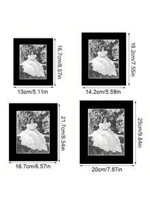 15pcs Black (With Backing Board) Minimalist & Elegant Corridor Wall Decor Memorial Paper Photo Frame Wall Hanging (Paper Product) - Multicolor - View 4