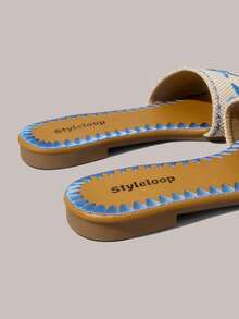 Styleloop 女士平底凉鞋，波西米亚风格，复古美式，波西米亚风，西部风，音乐节，派对，海滩，度假 - 藍色 - 查看 5