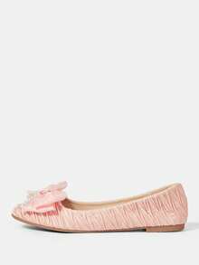 CUCCOO HITCHD 女士蝴蝶结装饰褶皱休闲平底鞋 - 粉色 - 查看 8