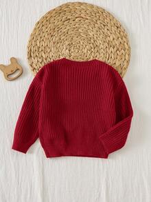 Loomiva 男婴卡通恐龙图案万圣节圆领长袖毛衣，秋冬季款