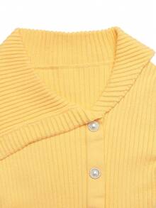 GlowEve Women's Solid Color Long Sleeve Single-Breasted Casual Knit Cardigan Fall Winter Cloth For Women - Yellow - View 3