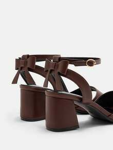 CUCCOO CURVES Women's Casual Solid Color Square Toe Wide Fit Sandals Valentine's Day - Mocha Brown - View 9