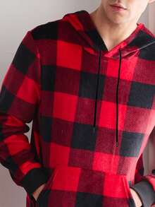 SHEIN 两件套圣诞格子羊毛男士睡衣套装，秋冬季舒适保暖 - 彩色 - 查看 6