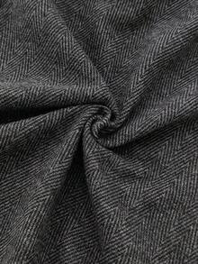 GlowEve 女士休闲无袖V领人字纹面料连体裤，适合居家穿着，秋冬季 - 黑色 - 查看 5