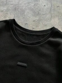 AXEPEAK Plus Size Men's Rhinestone Flame Graphic Crew Neck Long Sleeve Casual Pullover Pullover Sweatshirt - Black - View 3