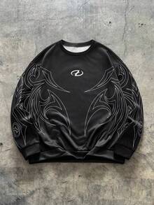 AXEPEAK 男士休闲时尚街头风加大码套头衫卫衣 - 黑色 - 查看 1