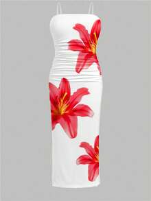SHEIN Leap Crew 少女碎花修身迷你连衣裙，休闲舒适 - 彩色 - 查看 2