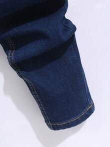 Manfinity Homme Men's Pocket Distressed Skinny Casual Jeans Drip Jeans - Dark Wash - View 6