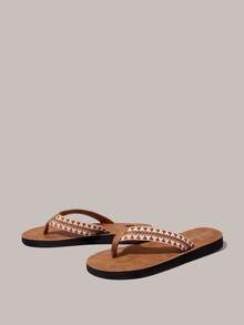 Styleloop Women's Bohemian Style Western Music Festival Flip Flops, Suitable For Party, Beach, Vacation