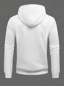 Manfinity Homme 男士秋冬连帽卫衣，双层拉链设计，拉链口袋设计，男士休闲白色连帽衫，男士白色连帽夹克，男士白色连帽卫衣，白色拉链连帽衫，男士白色拉链连帽衫，适合男士穿着，适合日常休闲、周末旅行、户外活动、探险旅行、轻松的工作环境或半正式场合，可作为男友/丈夫礼物、周年纪念/生日礼物、派对礼物、圣诞节礼物、新年礼物。 - 白色 - 查看 2