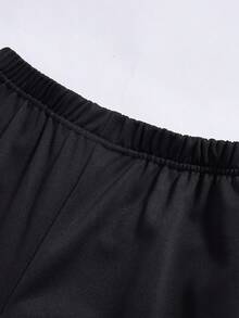 SHEIN ChillGRL 2 件套 Tween Girls ME 宽松设计不对称肩部拼色印花长袖上衣和阔腿裤套装，适合日常休闲、通勤、度假、聚会、街头风格、秋冬 - 黑色 - 查看 6