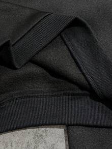 SHEIN Coolqubz Tween Boys Gothic Font Print Hoodie & Contrast English Graphic Sweatpants Set,Unisex - Black - View 8