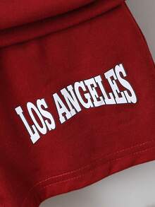 SHEIN 2pcs/Set Young Boy Letter Print Round Neck Short Sleeve T-Shirt And Shorts, Casual