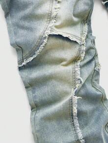 ROMWE MEN Casual Calça Jeans Casuais Estilo Vintage de Cor Clara Masculino