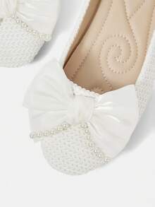 CUCCOO HITCHD Bow Decor Casual & Commuting Minimalist Elegant Women Flats Valentine's Day - White - View 14