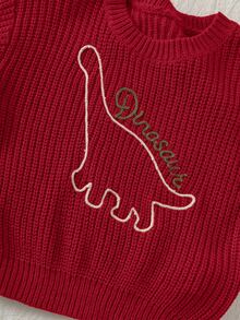 Loomiva 男婴卡通恐龙图案万圣节圆领长袖毛衣，秋冬季款