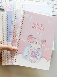 A5笔记本套装，可爱卡通封面，60页，适用于学校用品和办公笔记 - 彩色 - 查看 3