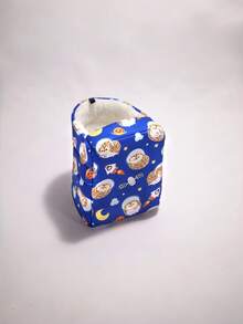 1件卡通印花毛绒全覆盖三角吊床睡袋，适用于鹦鹉、仓鼠、小型宠物鸟类，秋冬季适用 - 藍色刺蝟 - 查看 6