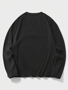 EMERY ROSE Christmas Santa Hat & Slogan Print Round Neck Short Sleeve Fashionable Plus Size T-Shirt - Black - View 2